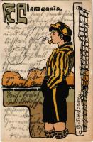 1905 FC Alemannia Aachen / Német foci klub művészlapja, labdarúgó / German football club's player. Art Nouveau s: Züchner (EK)