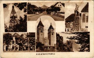 1943 Badacsonytomaj, kilátótorony, vasútállomás, hősök szobra, római katolikus templom (fa)