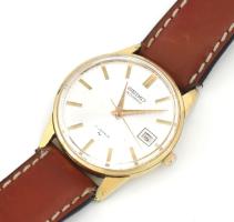 Seiko Automatic karóra, dátumkijelzéssel, bőr szíjjal, működik, 17 köves, d: 35 mm