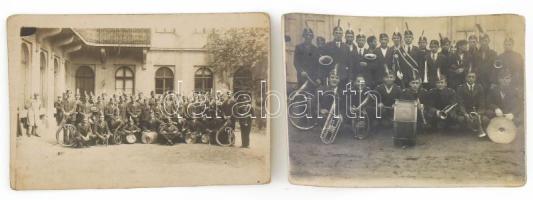 cca 1933, 2 darab Levente zenekar csoportfotó, 8x12 cm