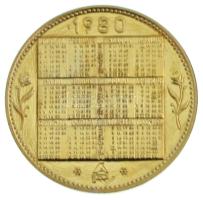 1980. "ÁPV" kétoldalas, aranyozott fém naptárérem (24mm) T:AU