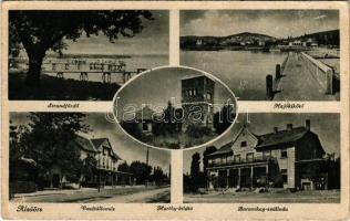 Alsóörs, Strandfürdő, hajókikötő, vasútállomás, Horthy kilátó, Baracskay szálloda (ragasztónyom / glue marks)