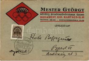 1942 Olympia - Mester György kötött- és kötszövött áruk üzeme reklám. Budapest, Kartács u. 10. (EK)
