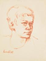 Olvashatatlan (Karakó?) jelzéssel: Arckép, 1960-as évek. Tus, papír. Apró lapszéli szakadásokkal. 42x29,5 cm