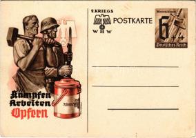 Kämpfen Arbeiten Opfern. Winterhilfswerk 2. Kriegs WHW / "Fight, work, sacrifice" NSDAP German Nazi Party working class, labor propaganda, swastika; 6+4 Ga. s: Atel. Albrecht (fa)