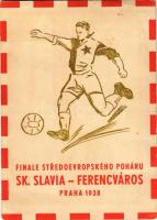 1938 Praha, Finale Stredoeuropského Poháru SK. Slavia - Ferencváros / Közép-európai labdarúgó döntő SK Slavia - FTC (Fradi), foci meccs reklámja / Football match advertisement + So. Stpl (fa)