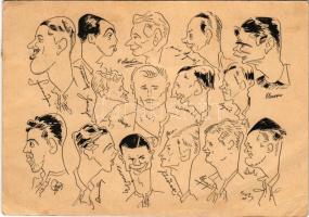 1935 Praha, Finalista Stredoeuropského Poháru A.C. Sparta / AC Sparta cseh foci csapat labdarúgóinak karikatúrája a közép-európai labdarúgó döntőről / Czech football team + So. Stpl s: Sors (EB)