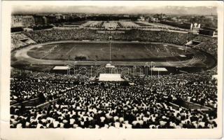 1955 Budapest XIV. Népstadion, labdarúgó mérkőzés, foci. Képzőművészeti Alap kiadóvállalat (EB)