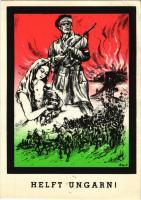 1956 Helft Ungarn! Ungarnhilfe minist. genehmigte Sammelaktion Ungarischer Hilfsdienst e. V. München / 1956-os forradalom német segély propagandalapja (EB)