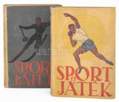 Sport és játék. I-II. kötet. Szerk.: Pálfy György. A rajzokat Somfay István. Bp.,(1932), Enciklopédia Rt., 4+340+ 31 t. (közte két kihajtható melléklettel)+4+408 p.+20 t. Szövegközti rajzokkal. Kiadói illusztrált egészvászon kötésben, kopott borítókkal, kis sérüléssel.