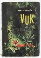 Fekete István: Vuk. Bp., 1965, Móra Ferenc Könyvkiadó. Első kiadás. Csergezán Pál rajzaival illusztrálva. Kiadói félvászon-kötés, kopott, kissé sérült kiadói papír védőborítóban.