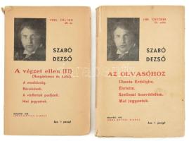 3 db Szabó Dezső munka: A végzet ellen, Achim András, Az olvasóhoz. Bp., 1938-1939. Ludas Mátyás. Sérült kiadói papírborítóval.