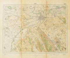 1930 Győr és környéke katonai térkép 1:75 000. Kis beszakadásokkal 58x47 cm