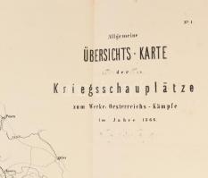 1866 A porosz-osztrák-olasz háború térképe. Litográfia szakadásokkal 62x59 cm / Map of the Prussian-...