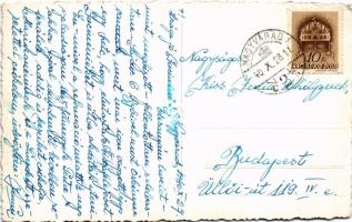 1940 Nagyvárad, Oradea; utca a református templommal / street with Calvinist church. photo (EK)