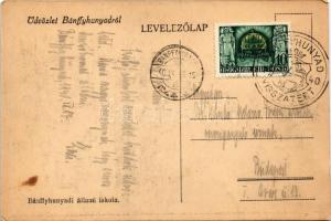 1940 Bánffyhunyad, Huedin; állami iskola / school + "1940 Bánffyhunyad visszatért" So. Stp...