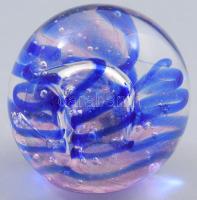 Murano üveg levélnehezék, belső színezéssel, m: 6 cm