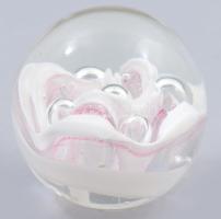 Murano üveg levélnehezék, belső színezéssel, m: 6 cm