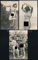 cca 1940 3 db akt fotólap 9x14 cm