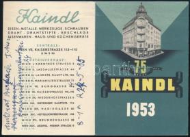 1953 Kaindl reklámos kártyanaptár kinyitható