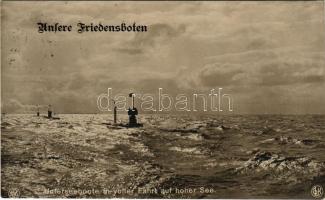 1917 Unsere Friedensboten, Unterseeboote in voller Fahrt auf hoher See. Kaiserliche Marine