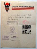 1938 Az 511. sz. szegedi Szent Imre herceg cserkészcsapat fejléces levélpapírja németországi utazásuknak emlékeivel: emlékbélyegzők, aláírások, levélzárók / Memories of Szeged scout-groups travel to Germany on their paper