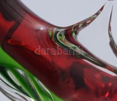 Murano üveg hal asztaldísz, részben anyagában színezett, jelzés nélkül, m: 31,5 cm