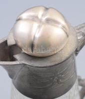 Szecessziós italkiöntő, fém szerelékkel, kopással, m: 26,5 cm