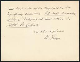 1929 Hermann Luppe (1874-1945) nürnbergi főpolgársmester autográf levele budapesti látogatásán, mely...