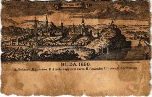 Budapest, Buda 1650, látkép, vár, Budavára, Azzóváros, Zsidó- vagy Víziváros, külváros, Gellérthegy, L. Kaucky kiadása Prágában (EK)