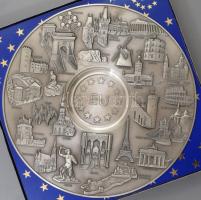 cca 2004, Európai Unio ón emléktányér, dobozában, jó állapotban, d: 28 cm