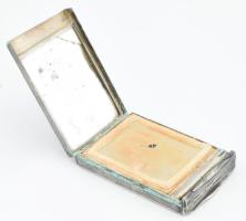 Ezüst (Ag) pudrié, jelzett, benne fémkeretes tükörrel, bruttó 137g