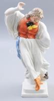 Herendi táncoló juhász, kézzel festett, jelzett, hibátlan, m: 29 cm
