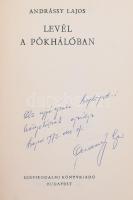 Andrássy Lajos: Levél a pókhálóban. DEDIKÁLT! Bp., 1971, Szépirodalmi. Kiadói egészvászon-kötés, vol...