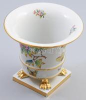 Herendi Viktória mintás kaspó. Kézzel festett, jelzett, aranyozás kissé kopott m:13 cm, d: 15 cm