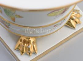 Herendi Viktória mintás kaspó. Kézzel festett, jelzett, aranyozás kissé kopott m:13 cm, d: 15 cm