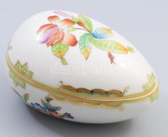 Herendi Viktória mintás tojás bombonniere. Kézzel festett, jelzett, hibátlan 11x8 cm,
