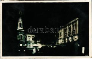 1938 Komárom, Komárnó; Városháza este / town hall at night + "1938 Komárom visszatért" So. Stpl