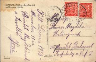 1938 Losonc, Lucenec; Státna dievcenská mestianská skola / iskola / school + "1938 Losonc vissz...