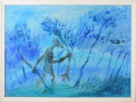 Papp Sándor (1953-): Fazúzó. Olaj, vászon, rétegelt lemezre kasírozva. Jelezve balra lent. 60x81 cm. Fakeretben. Kiállítva XXI. Debreceni Országos Nyári Tárlat, 2011. Reprodukálva a katalógusban.