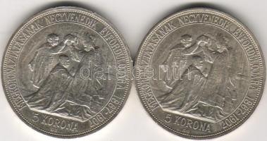 1907 "Jubileumi" 5K 2 db ezüst T:2+