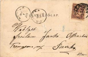 1901 Trencsén, Trencín; Vasúti híd és vár. Szold Henrik kiadása / railway bridge and castle. Art Nou...