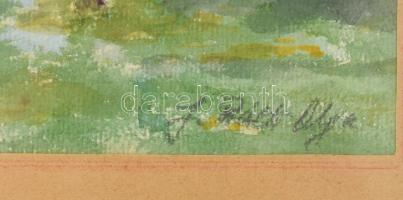 Juhászné Ráth Olga (1891-1969): Tanyai udvar. Akvarell, papír. Jelezve jobbra lent. Üvegezett fakere...