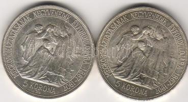 1907 "Jubileumi" 5K 2 db ezüst T:2+