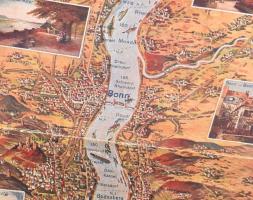 A Rajna Köln-Mainz szakasza, kihajtható, színes panorámakép, német nyelvű ismertető szöveggel, kissé...