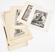 cca 1750-1900 10 db metszet, papír, részben jelzett a metszeten, klf. méretekben