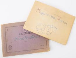 Magyarország városait, tájait bemutató fotók és képeslapok gyűjteménye, két füzetbe beragasztva