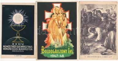 21 db RÉGI vallásos képeslap, templom belsők is / 21 pre-1945 religious postcards, some church interiors
