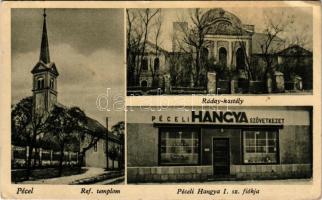 1944 Pécel, Református templom, Ráday kastély, Hangya szövetkezet üzlete és saját kiadása (ázott / wet damage)