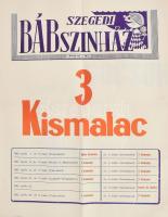 1961-1962 A Szegedi Bábszínház 3 db plakátja, hajtva, kisebb lapszéli sérülésekkel, 70x50 cm körül